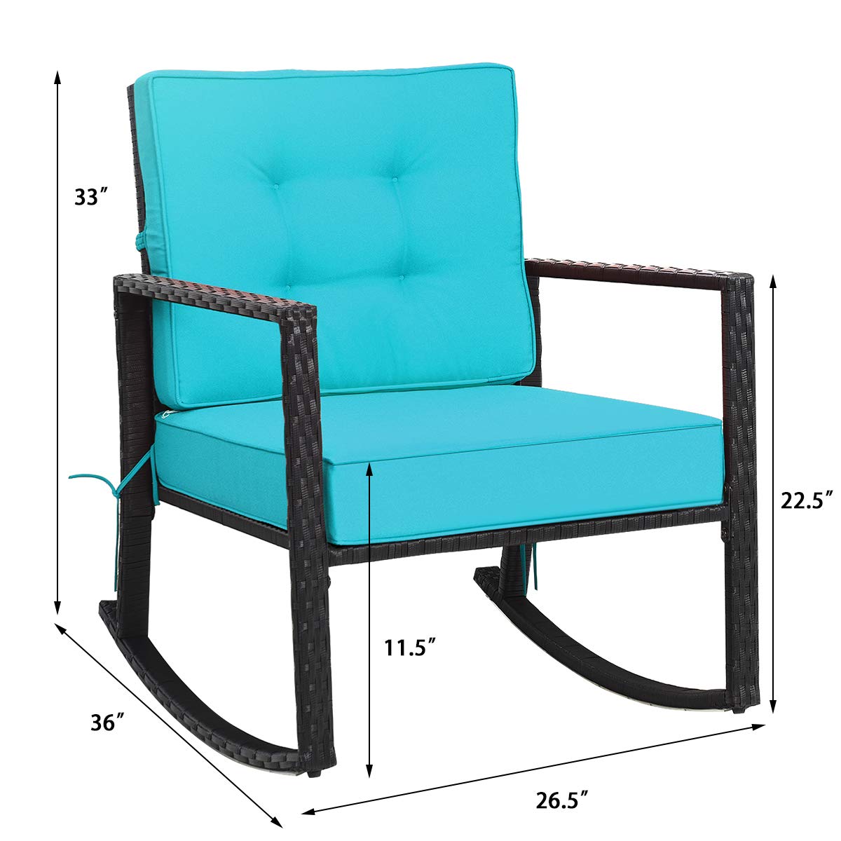 SUGIFT Patio Rattan Rocker Outdoor Glider Rocking Chair Cushion Lawn