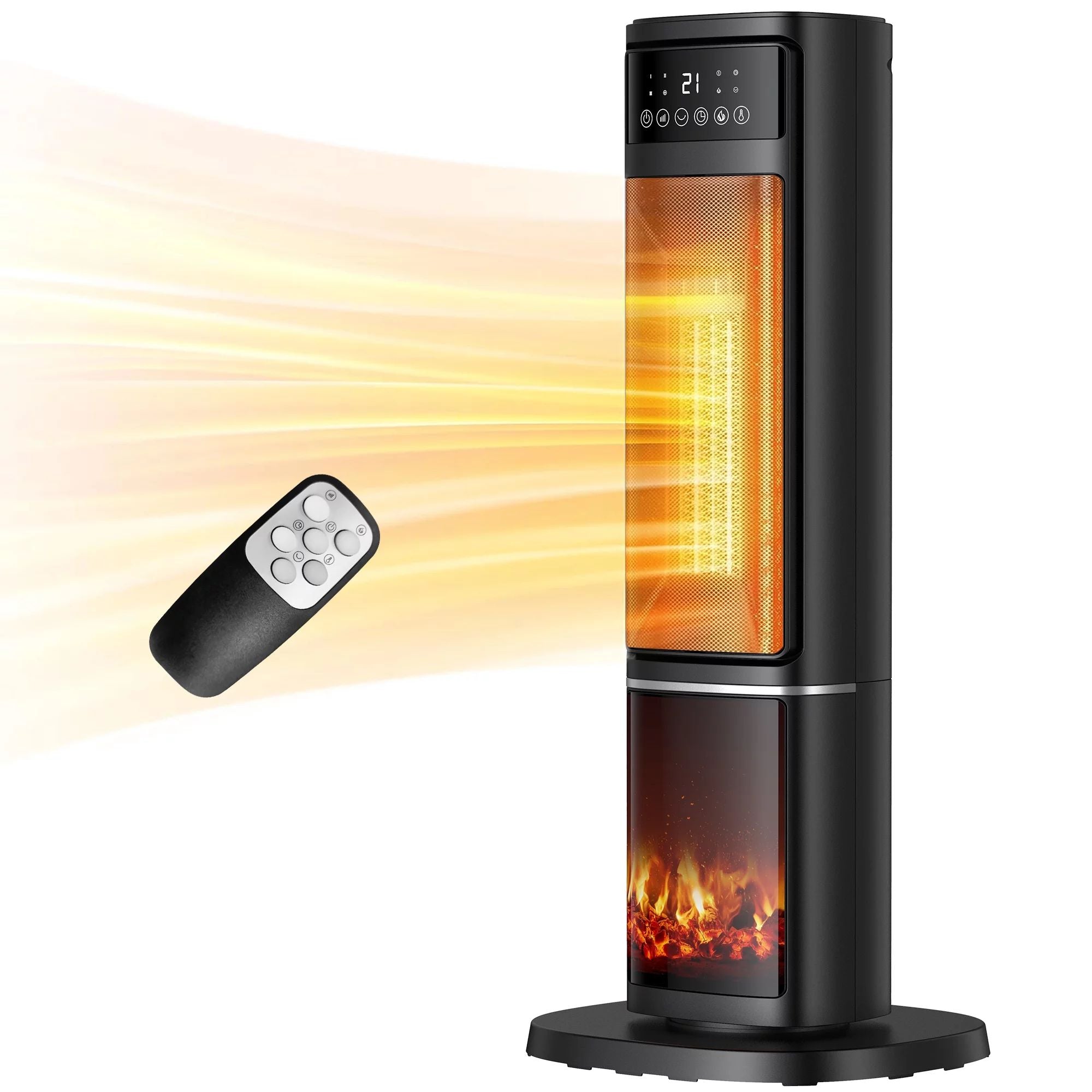 1500W Oscillating Ceramic Tower Electric Space Heater with Remote