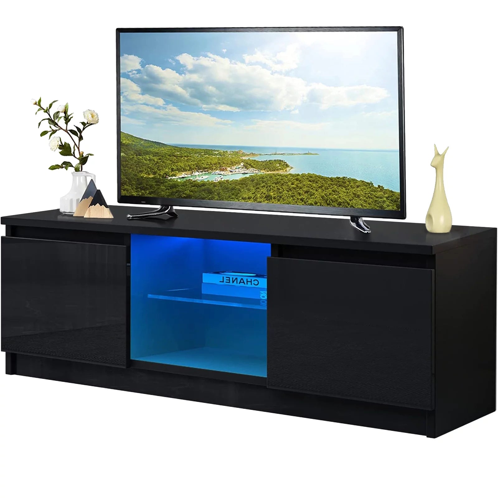 Modern TV Stand for TVs up to 55in, Black