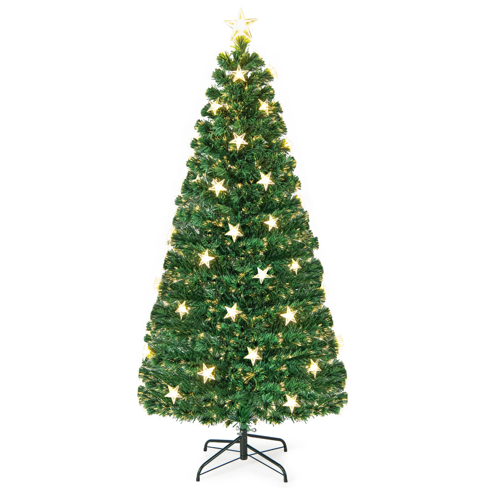 6FT Prelit Fiber Optic Christmas Tree with Warm White Lights