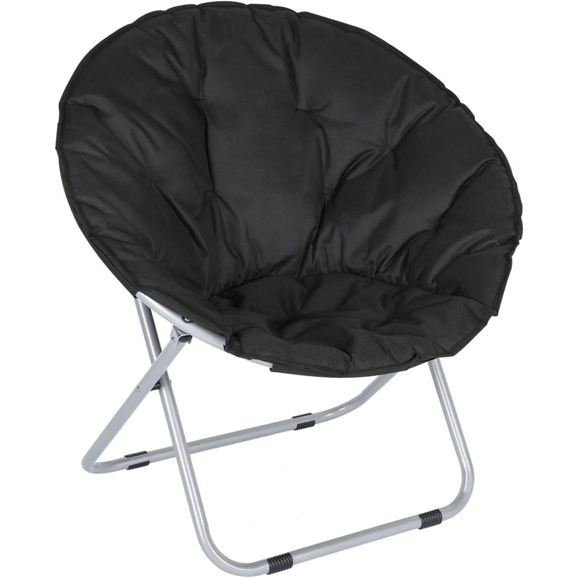 SUGIFT 30 inch Folding Cozy Chair Saucer Chair Moon Chair, Black