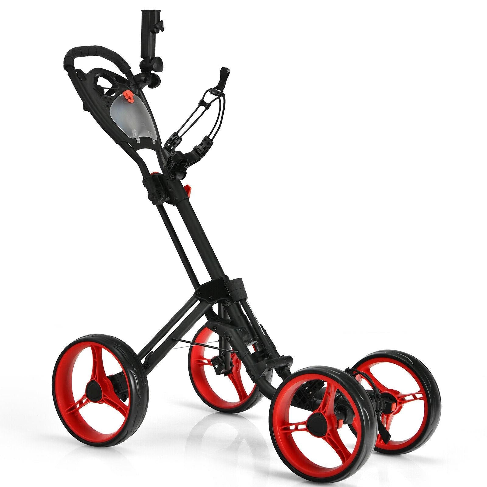 4 Wheel Golf Push Cart with Brake Scoreboard Adjustable Handle