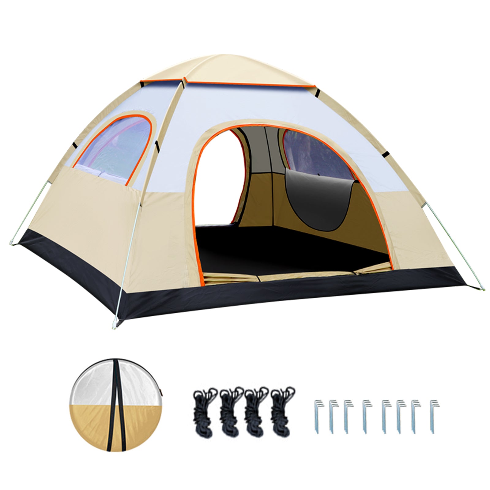 SUGIFT 4-Person Dome Tent Automatic Camping Tent with Carring Bag - Yellow