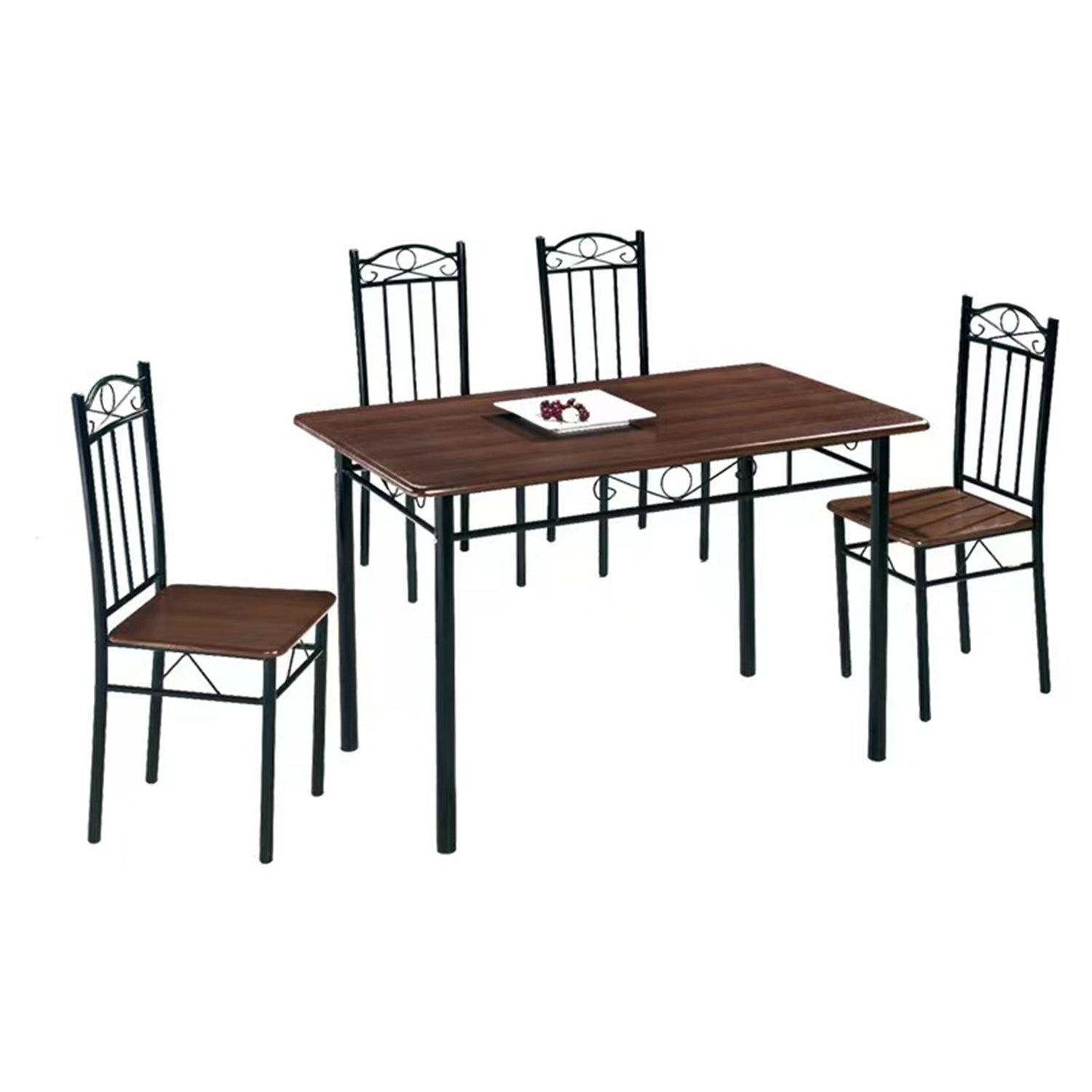 5 Piece Walnut Dining Set Table and 4 Chairs