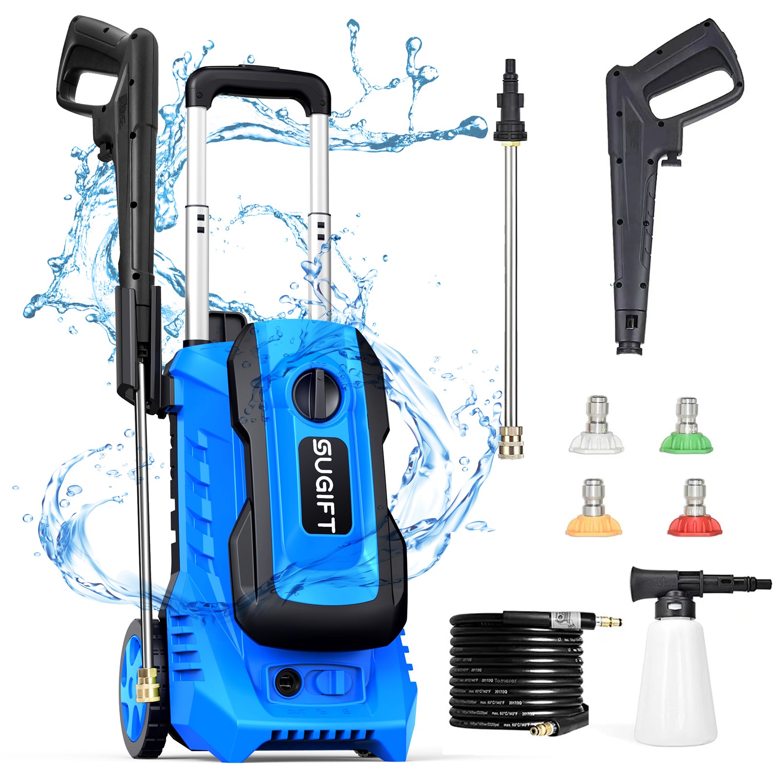 2600 Max PSI 1.8 GPM Electric High Pressure Washer, Cleans Cars/Fences/Patios