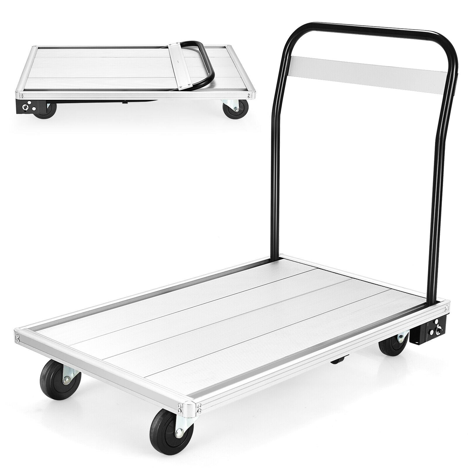 Folding Aluminum Alloy Platform Truck with 4 TPR Wheels