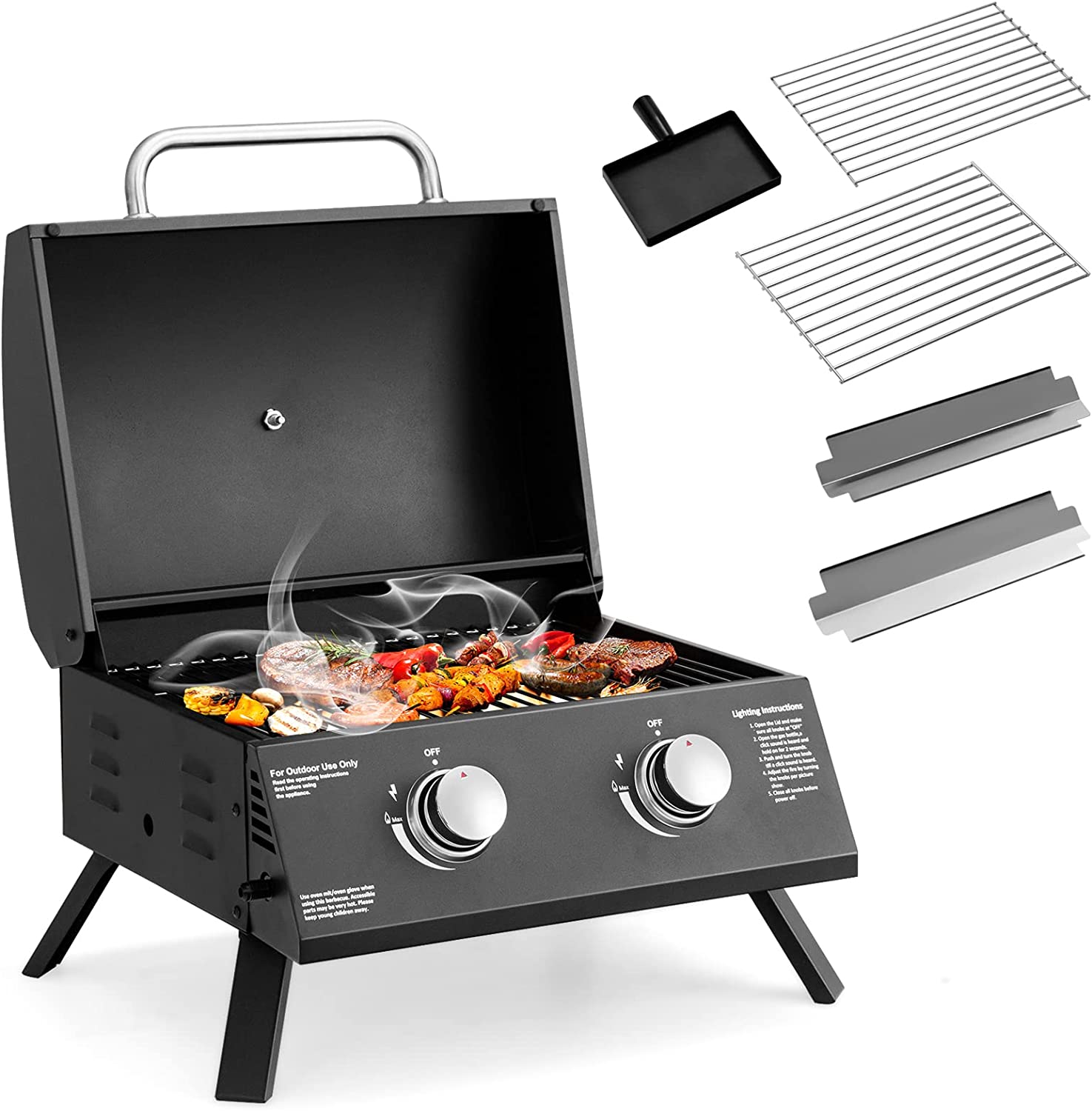 Stainless steel 2 - Burner Liquid Propane 20000 BTU Gas Grill
