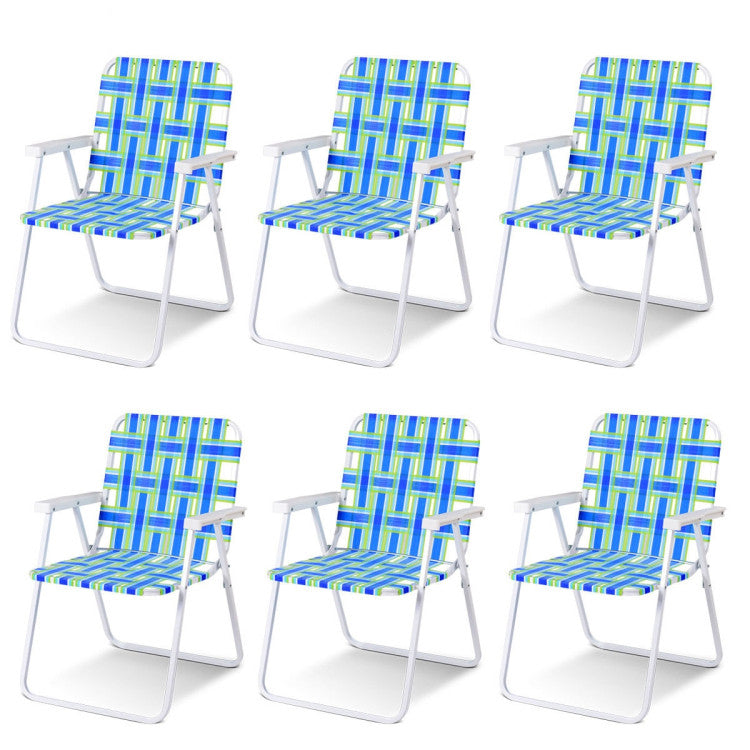 6 Pieces Folding Beach Chair Camping Lawn Webbing Chair