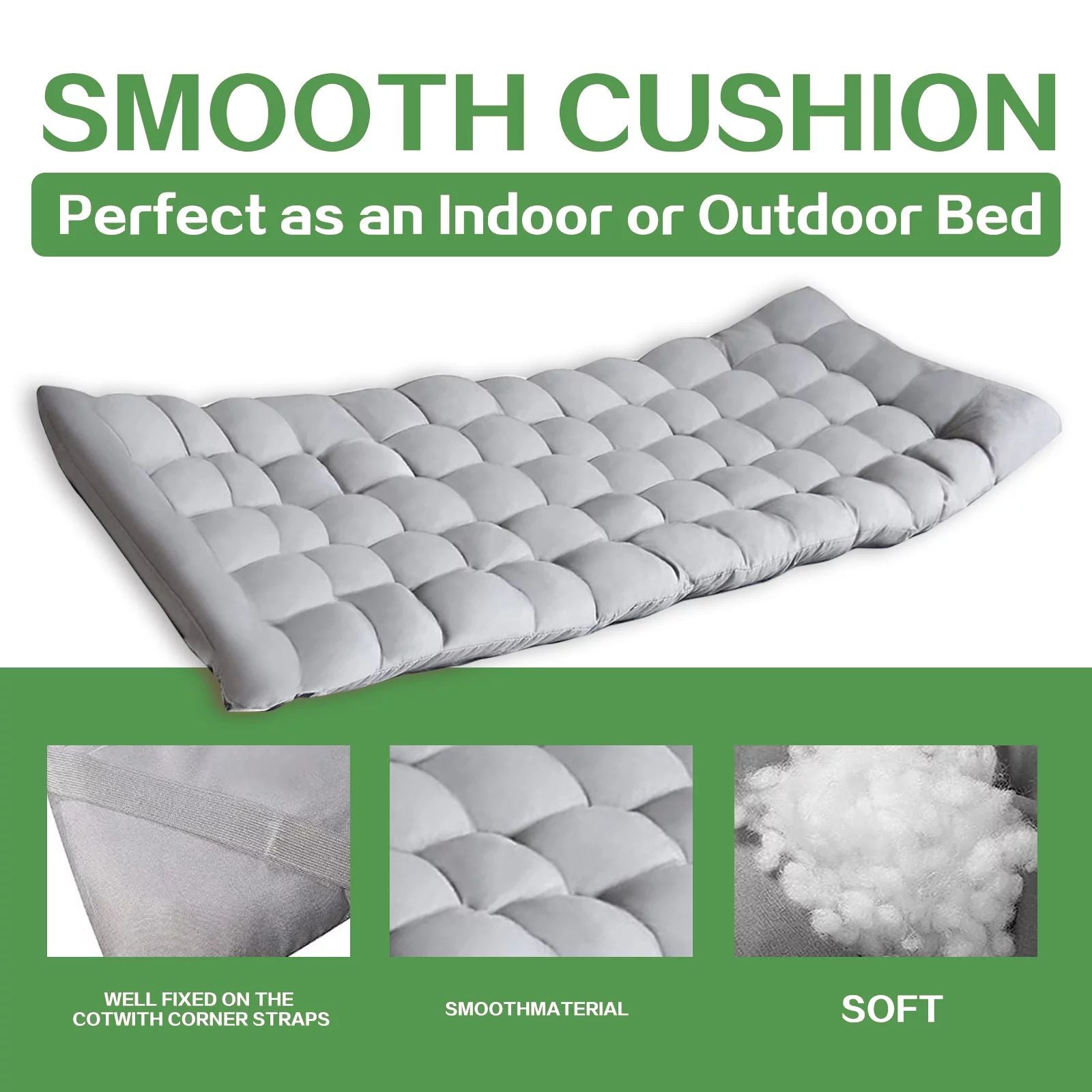 Folding Camping Cot with Removable Cotton Mattress for Office, Home and Beach, 450 lbs