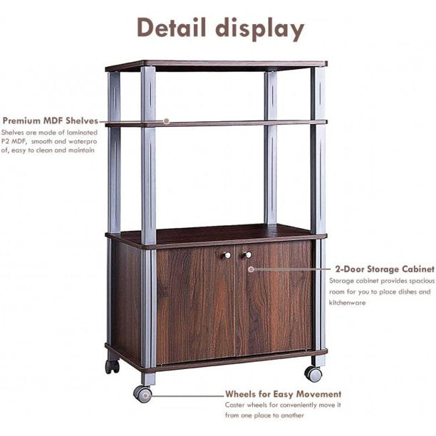 SUGIFT  Storage Cart Microwave Rack Stand Rolling Storage Cart