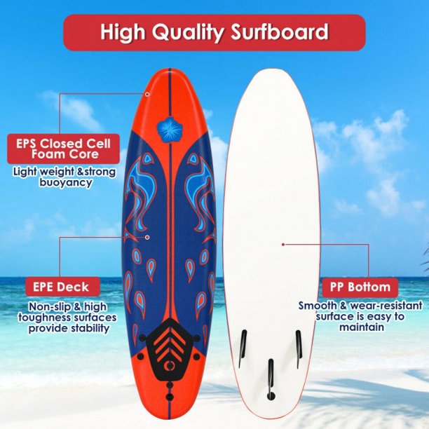 SUGIFT  Inflatable Stand Up Paddle Board with Carry Bag (6 Feet,Blue And Red)