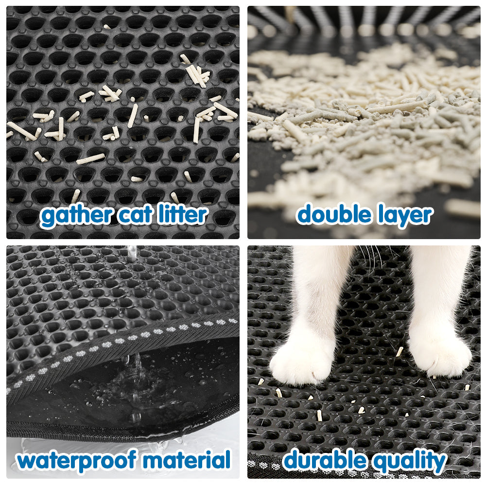 SUGIFT  Black 21 x 14-inch Cat Litter Pad, Washable Household Pet Mat