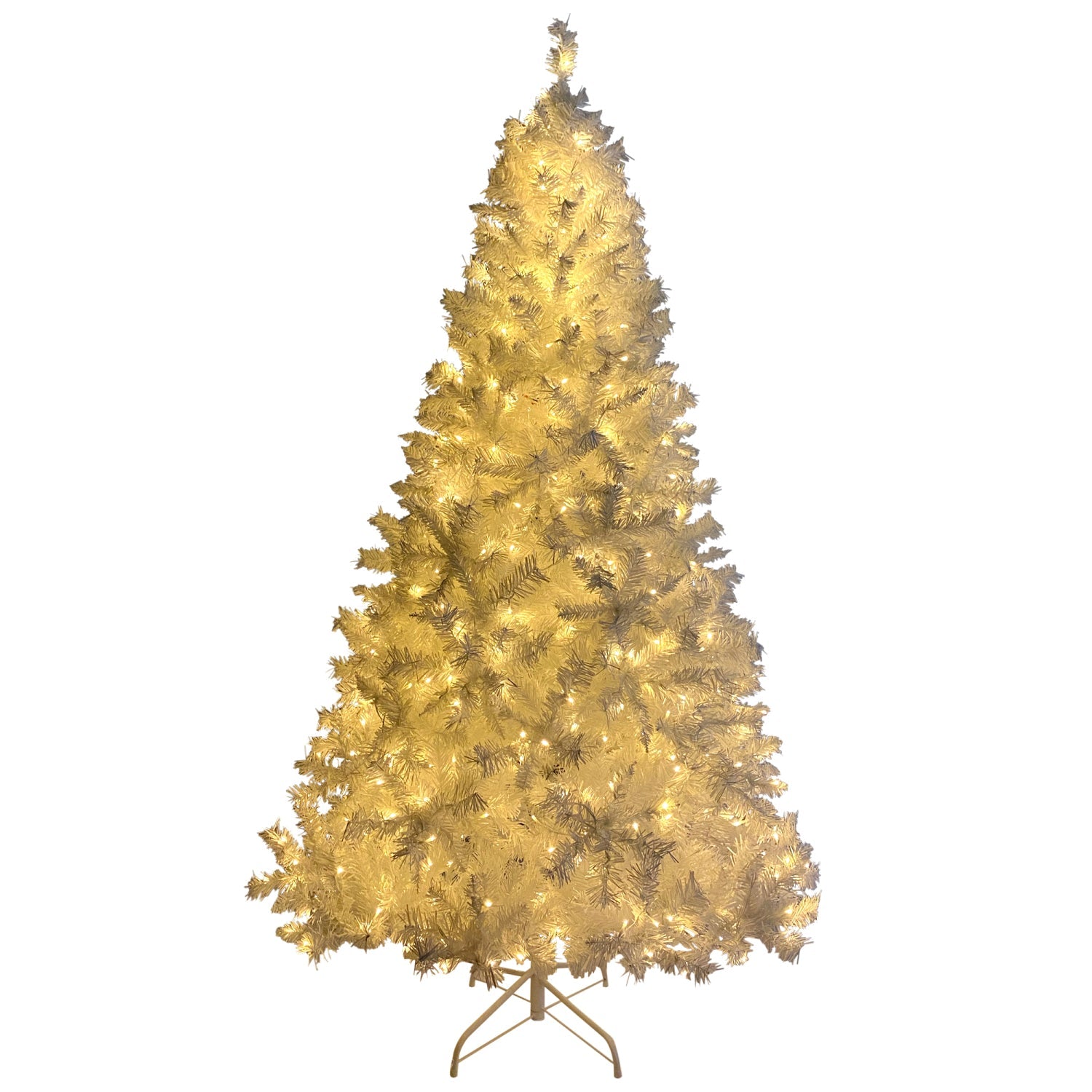 SUGIFT  7.4 ft White Hinged Artificial Spruce Full Christmas Tree w/1,346 Branch Tips£¬500 LED lights