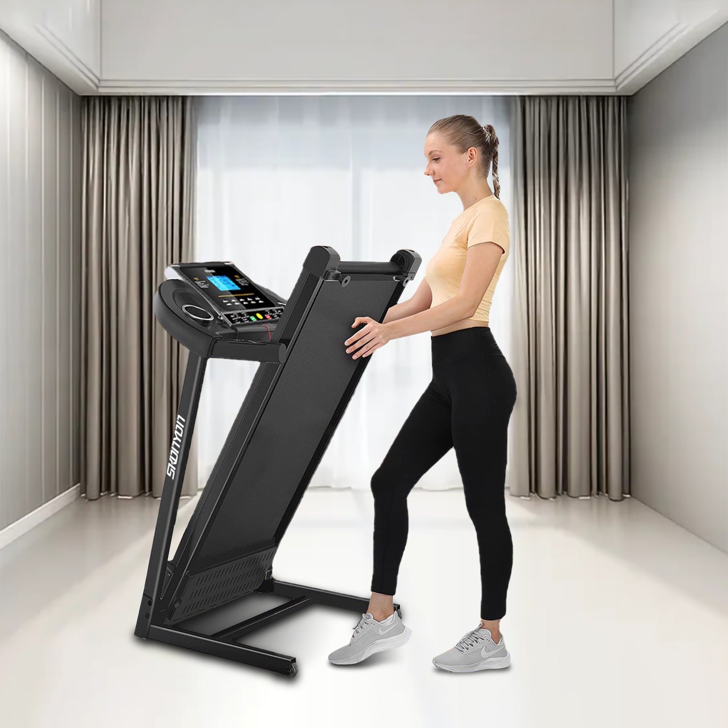 SUGIFT 5 inch LCD Screen Electric Treadmill with MP3, Foldable Treadmill Suitable for Home Gym