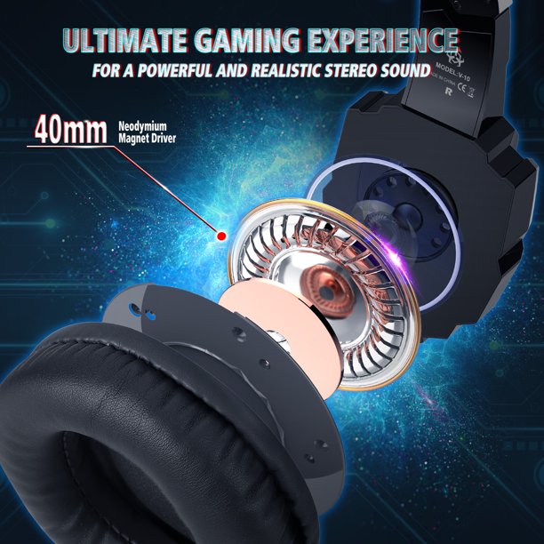 SUGIFT  Stereo Bass Surround Gaming Headset for PS5 PC Xbox One Noise Isolating Microphone