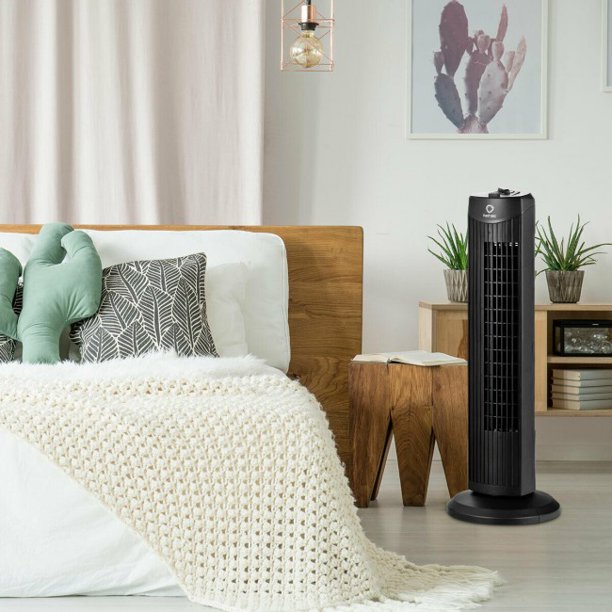 SUGIFT  Tower Fan Stand Fan Oscillating Fan Bladeless Air Cooler 35W 28 Inch Black