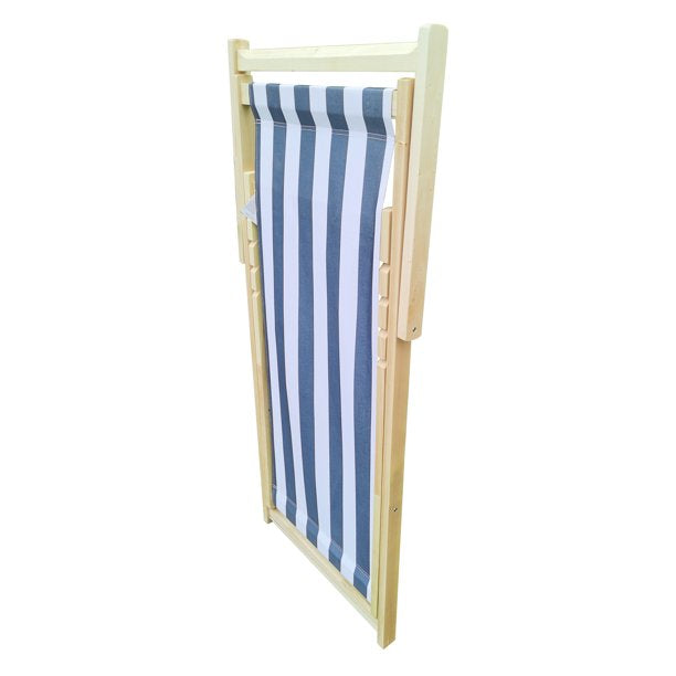 SUGIFT  Beach Sling Chair, Lounge Striped Chair Outdoor, Reclining Beach Chair, Wooden Folding Adjustable Patio Chair, Blue
