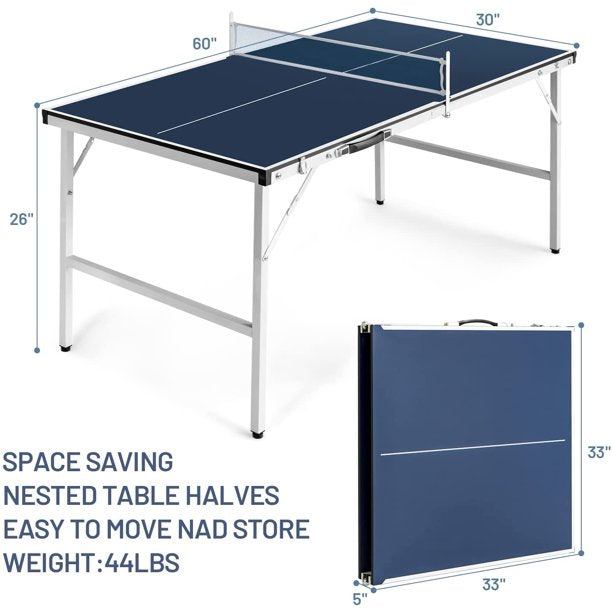 Ping Pong Table, Professional Table Tennis Table with Quick Clamp Ping Pong Net and Post Set