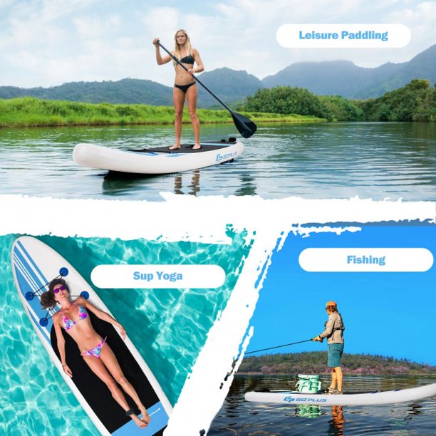 SUGIFT  Inflatable Stand Up Paddle Board with Carry Bag (10 Feet,Blue And White)