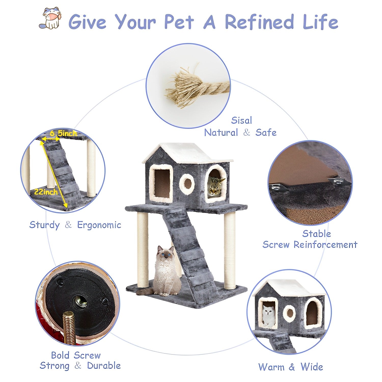 36 Inch Tower Condo Scratching Posts Ladder Cat Tree