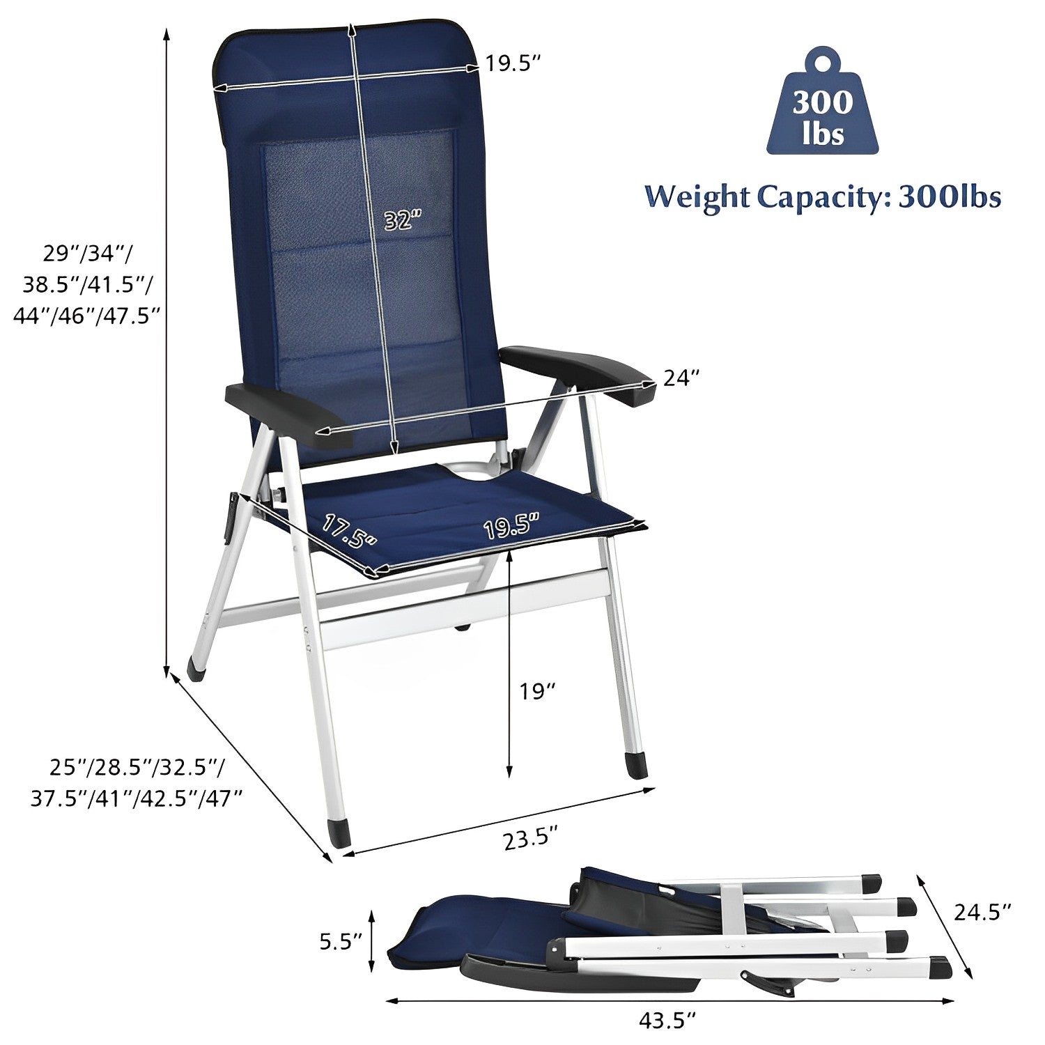2 Pieces Patio Dining Chair with Adjust Portable Headrest