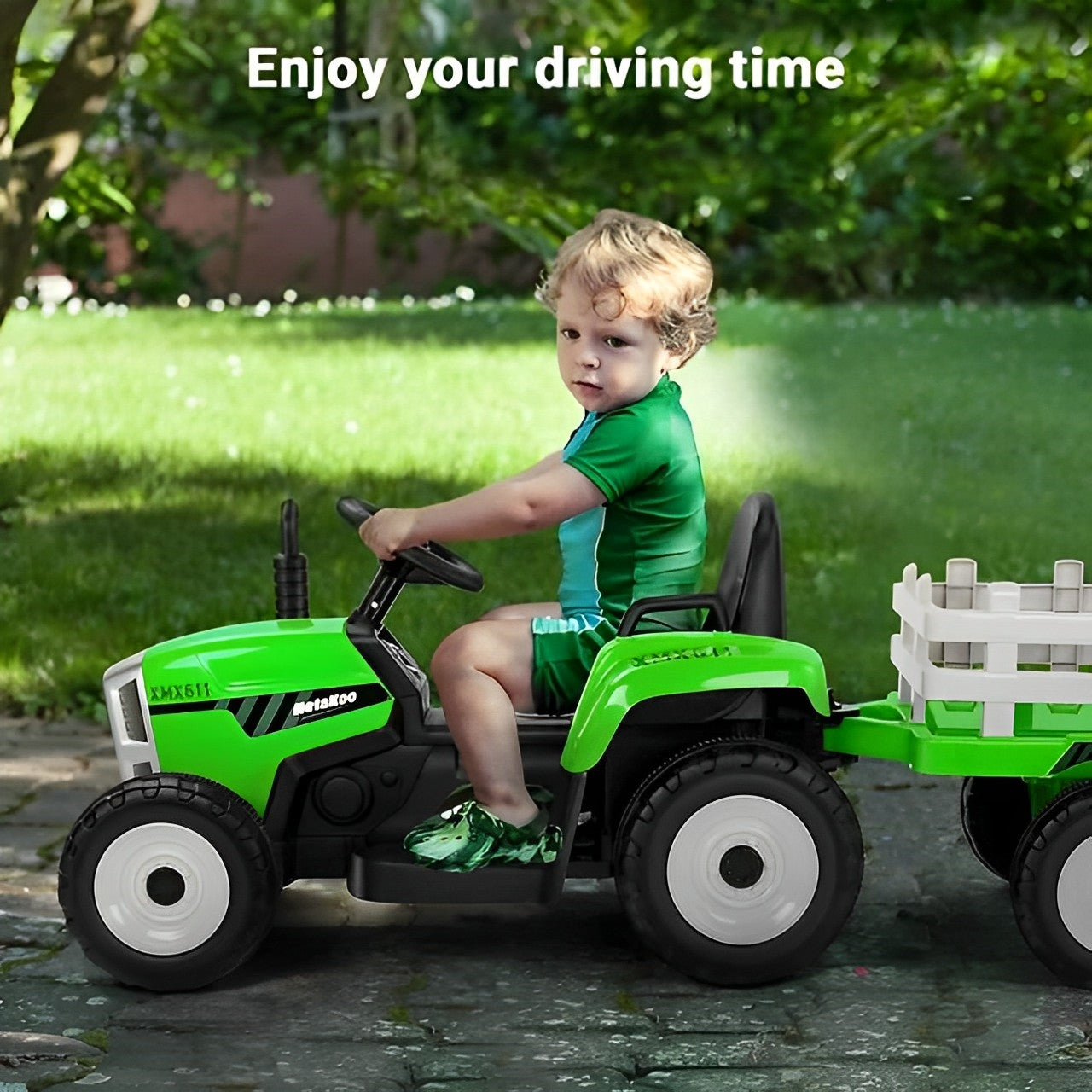 12V Kids Ride-on Tractor with Trailer Ground Loader with Remote Control