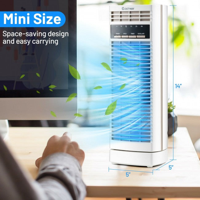 SUGIFT  14 In Oscillating Tower Fan Electric with 3 Speed and Timer£¬Mini Desk Fan,White