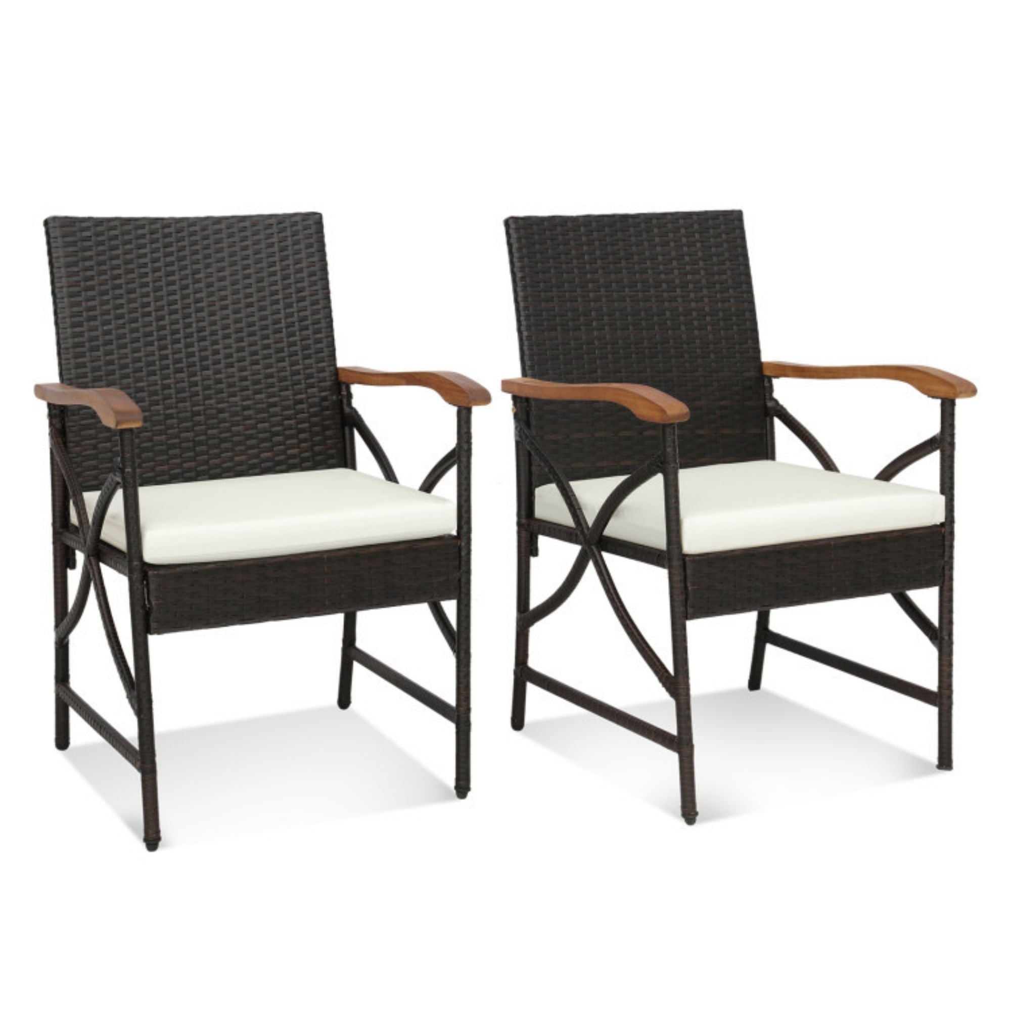 SUGIFT Set of 2 Patio Wicker Chairs with Soft Zippered Cushion