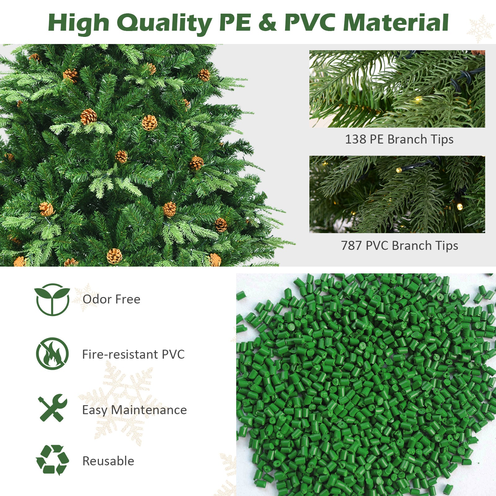 5 Feet Artificial PVC Hinged Christmas Tree with Solid Metal Stand