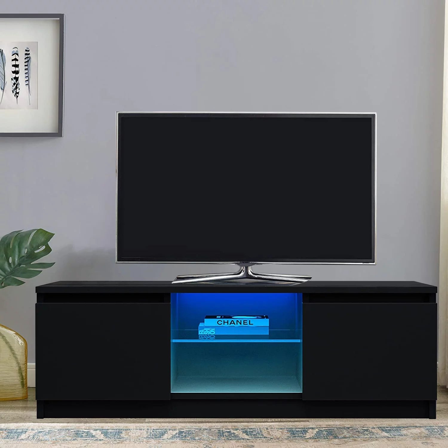 Modern TV Stand for TVs up to 55in, Black