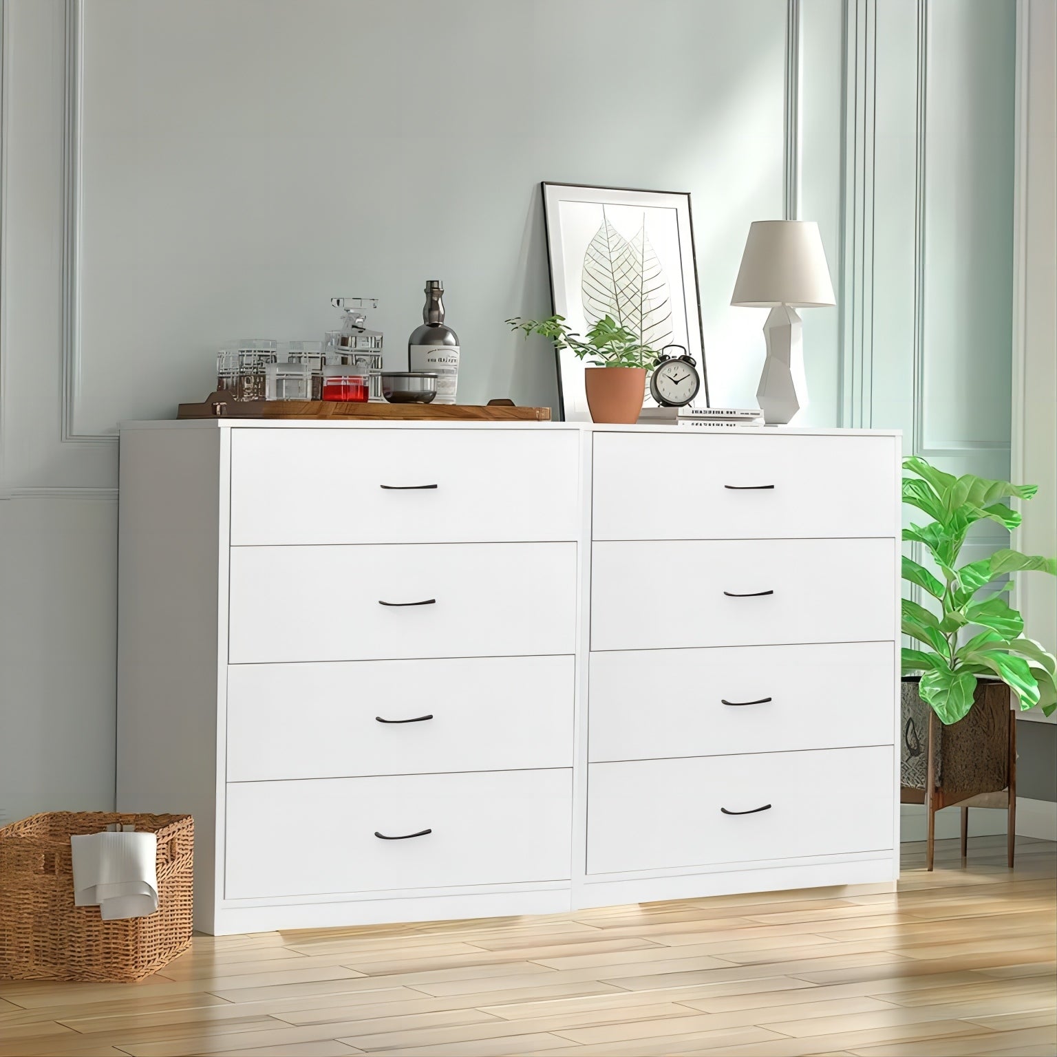 4 Drawers Wood Dresser 40.2in H x 27.6in W x 15.7in D