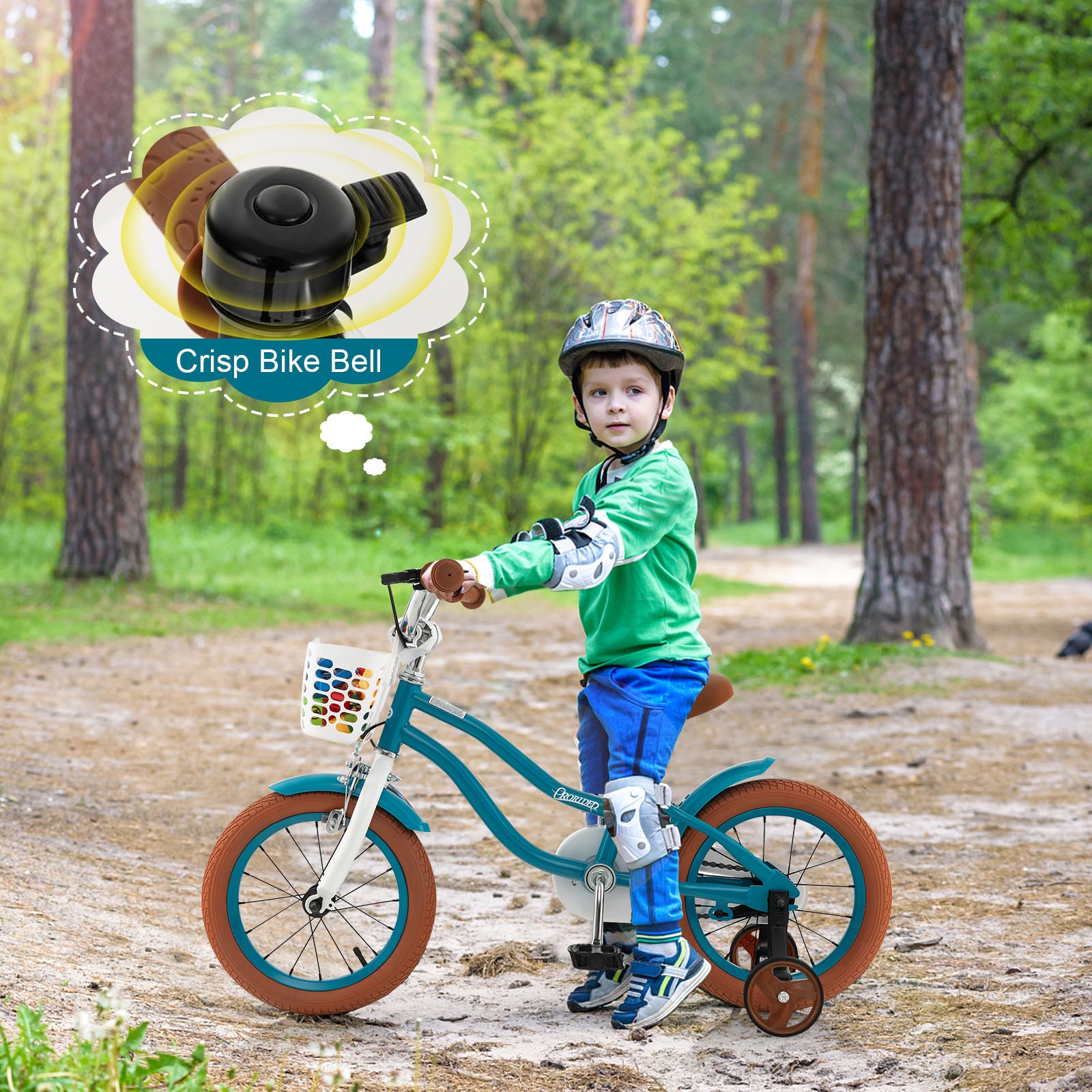 14 Inch Kid's Bike with Removable Training Wheels and Basket