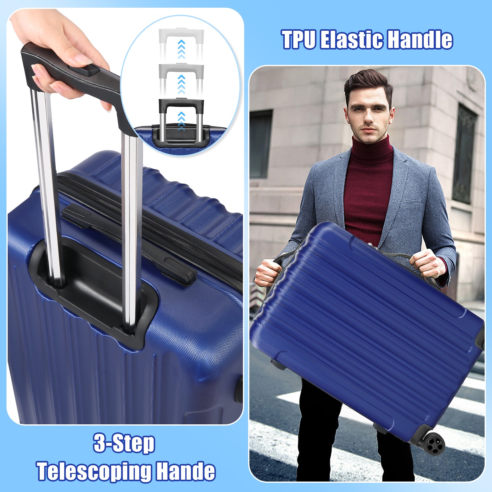 3 Piece Luggage Sets, Trunk Sets ABS Lightweight with TSA Lock & Spinner Wheels, 20in24in28in