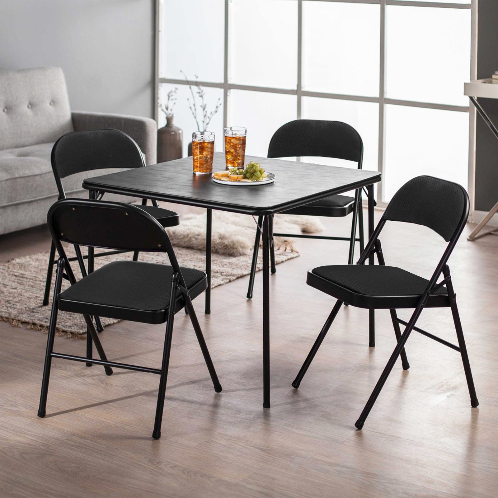 Folding Chair Set Fabric Upholstered Padded Seat Metal Frame for Home Office Dining Room (Set of 4 or 6)