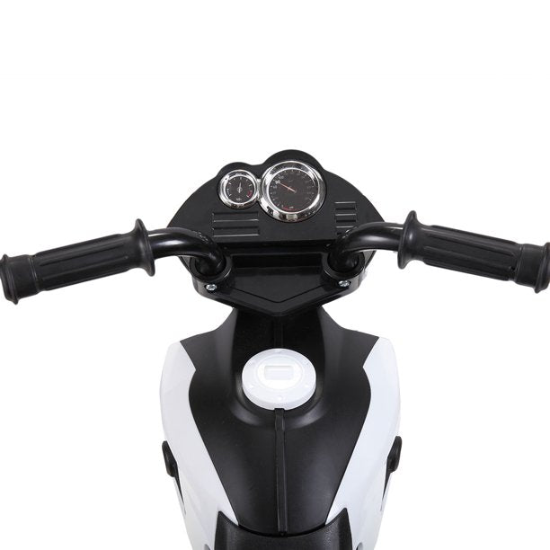 SUGIFT  6V Kids Ride On Motorcycle with Headlights, Battery-Powered 3-Wheel Bicycle - White