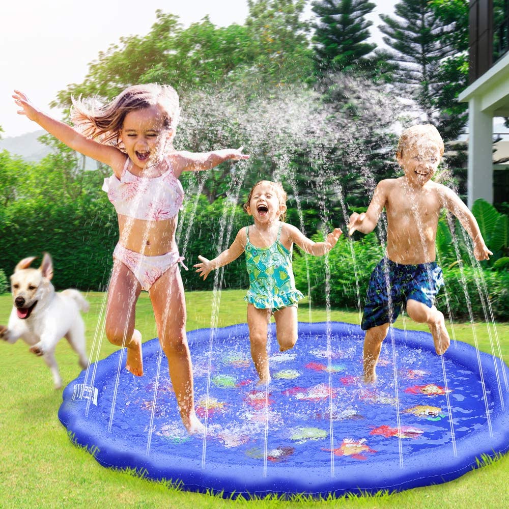 SUGIFT  Splash Pad Sprinkler for Kids Toddlers Splash Water Pad,Outdoor Swimming Pool Splash Play Mat Water Toys for Children for Fun Games Learning