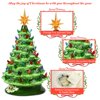 SUGIFT 15Pre-lit Hand-Painted Ceramic Tabletop Christmas Tree Green