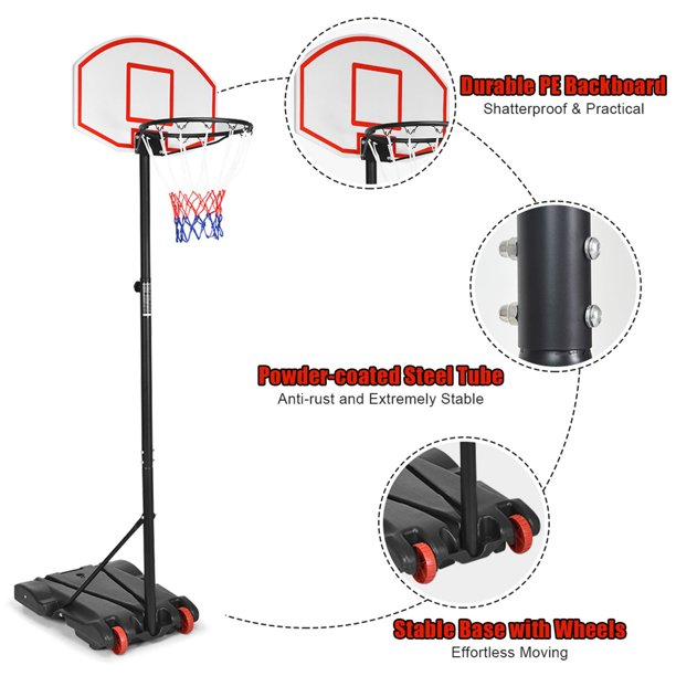 SUGIFT  Kids Basketball Hoop Stand, Height Adjustable Portable Basketball System, Indoor/Outdoor