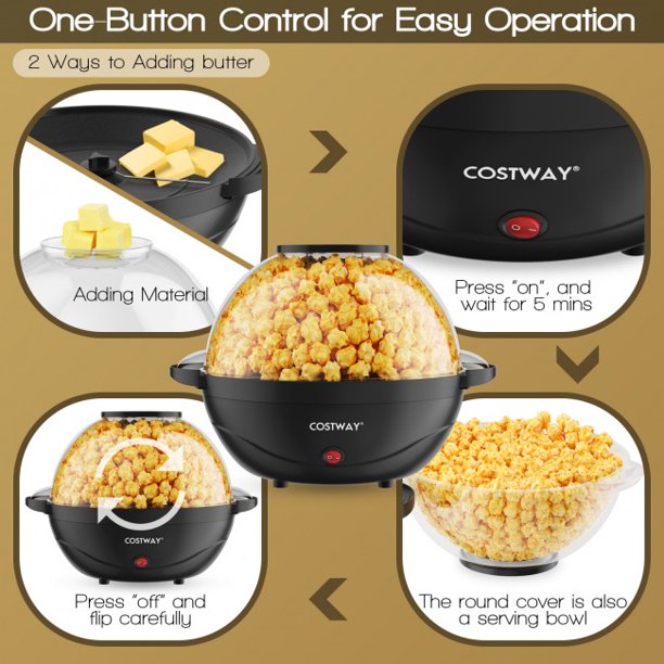 SUGIFT  Popper Maker 6QT Stirring Popcorn Popper Maker with Nonstick Plate