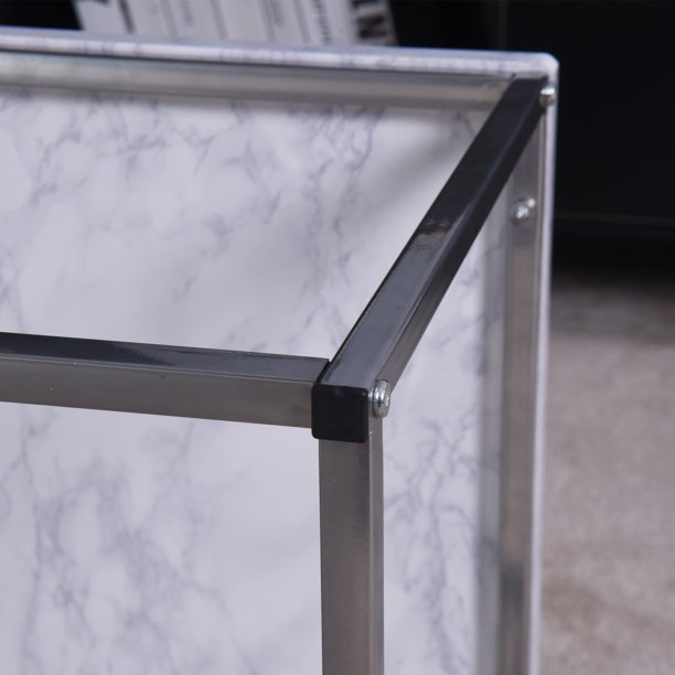 SUGIFT  Coffee Table with MDF Top, Nesting Table End Desk with Metal Legs White 17.71 x 20.87 x 15.35 inch