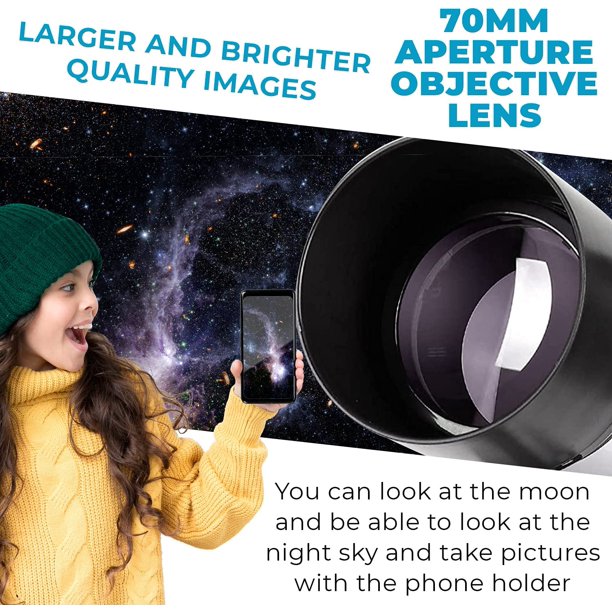 SUGIFT  Beginner Telescope for Kids Astronomy & Stargazing : Portable Telescope Professional Refractor Telescope : 70mm Aperture Includes Remote
