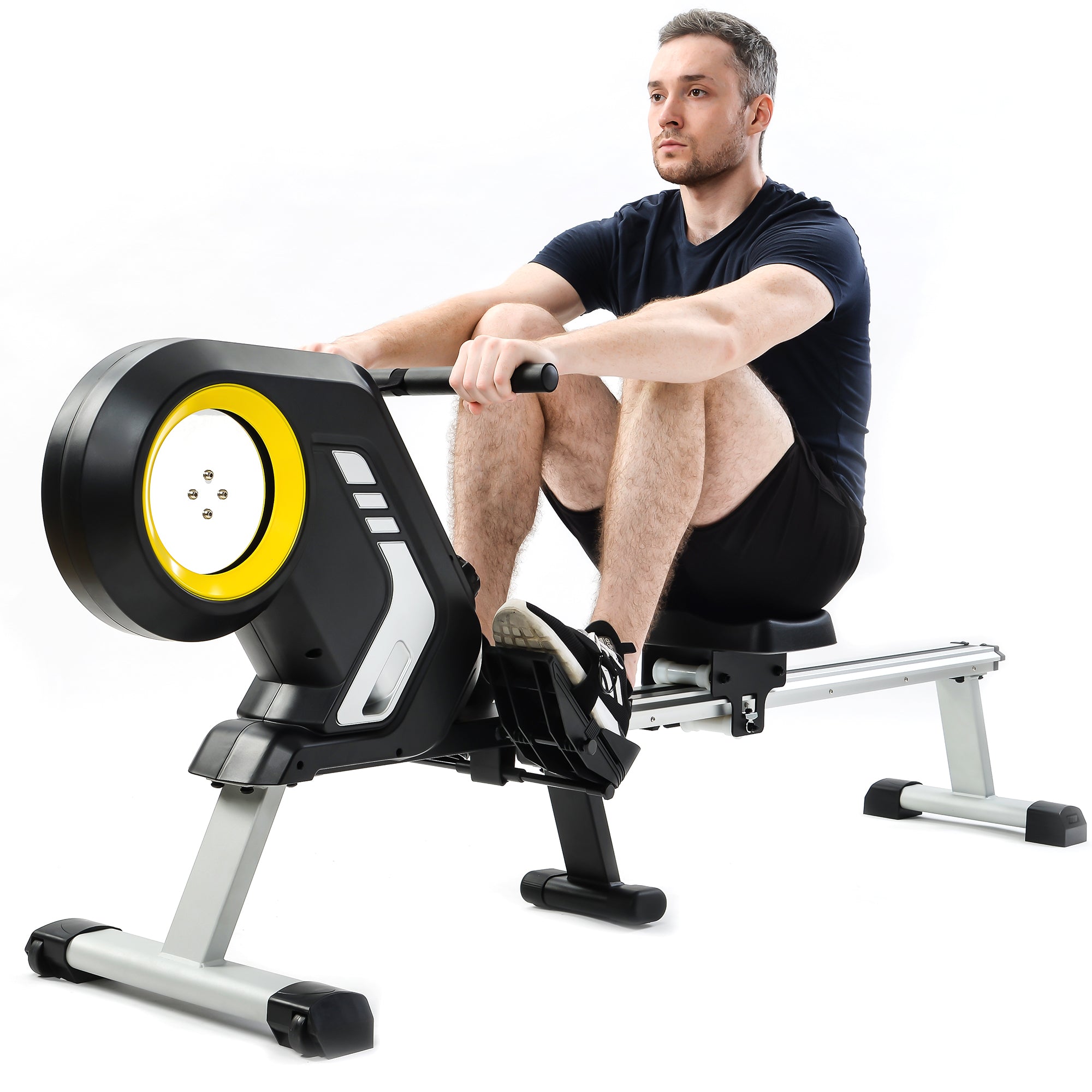 SUGIFT  Folding Magnetic Rowing Machine with Resistance Settings and Transportation Wheels for Gym or Home
