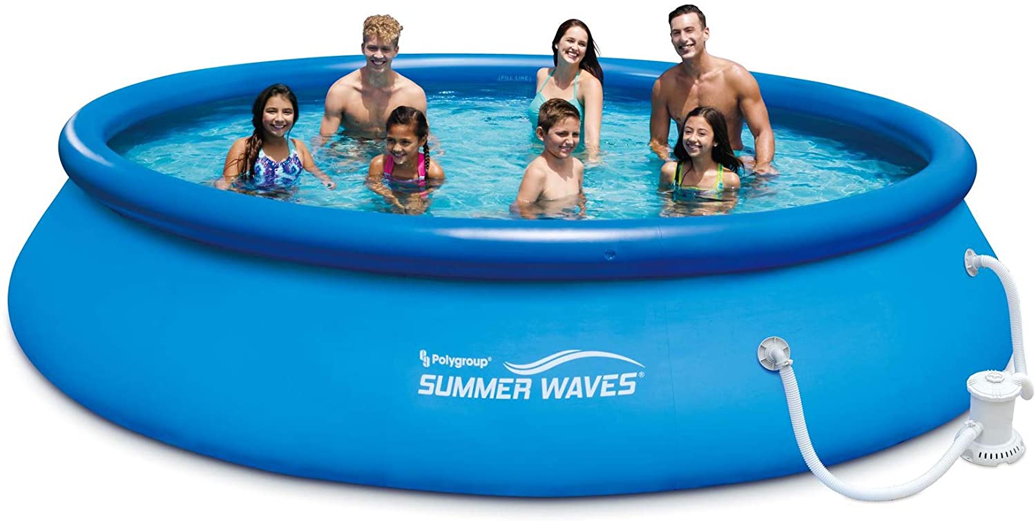 SUGIFT  12ft x 36in Quick Set Inflatable Above Ground Swimming Pool with Filter Pump