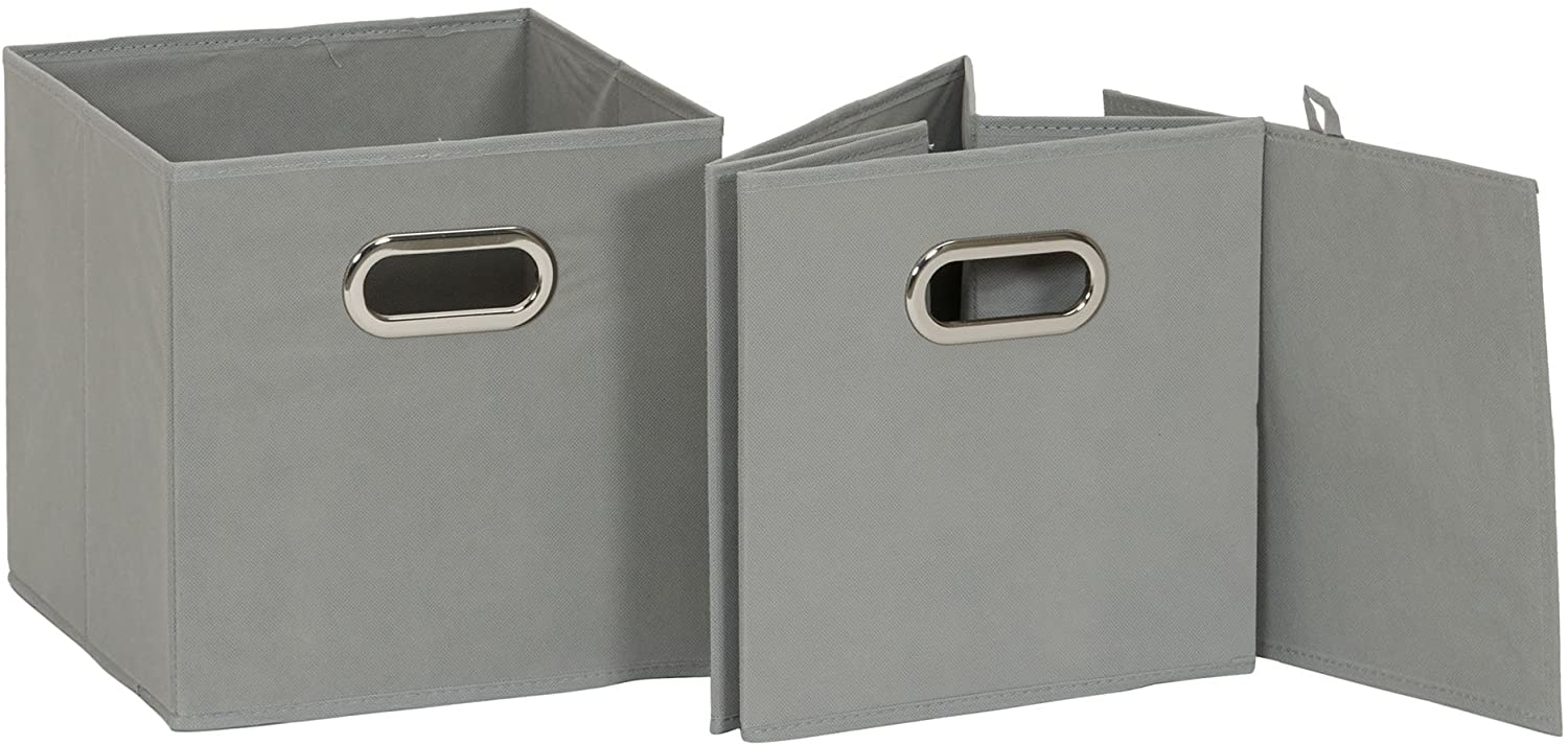 SUGIFT  Collapsible Fabric Storage Cubes Organizer with Handles, Grey - Pack of 6