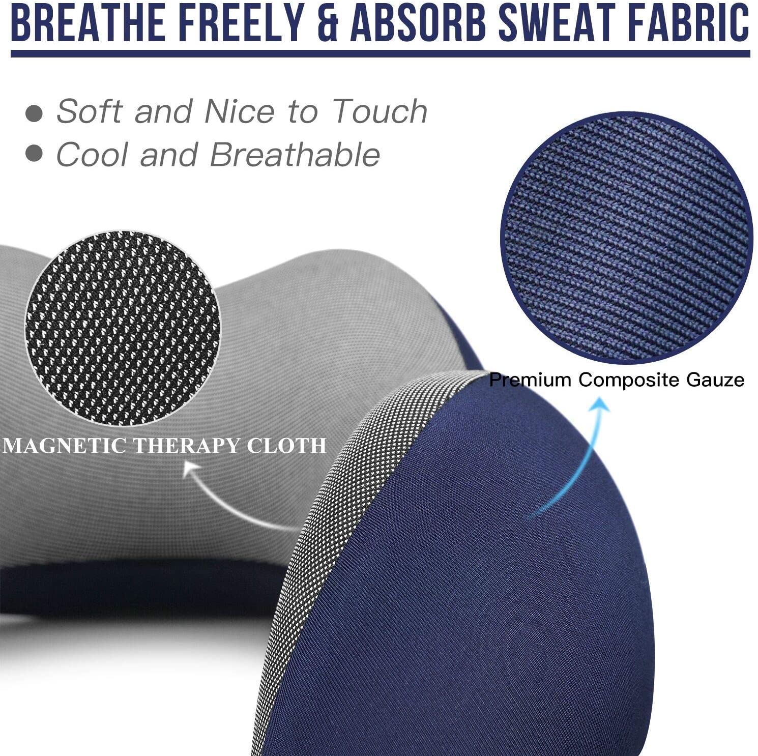 SUGIFT  Travel Pillow 100% Pure Memory Foam Neck Pillow, Comfortable & Breathable Cover, Machine Washable, Airplane Travel Kit with 3D Contoured Eye Masks, Earplugs, and Luxury Bag, Standard (Blue)