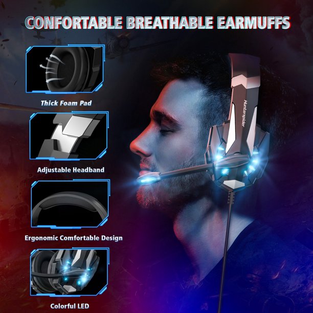 SUGIFT  Stereo Bass Surround Gaming Headset for PS5 PC Xbox One Noise Isolating Microphone
