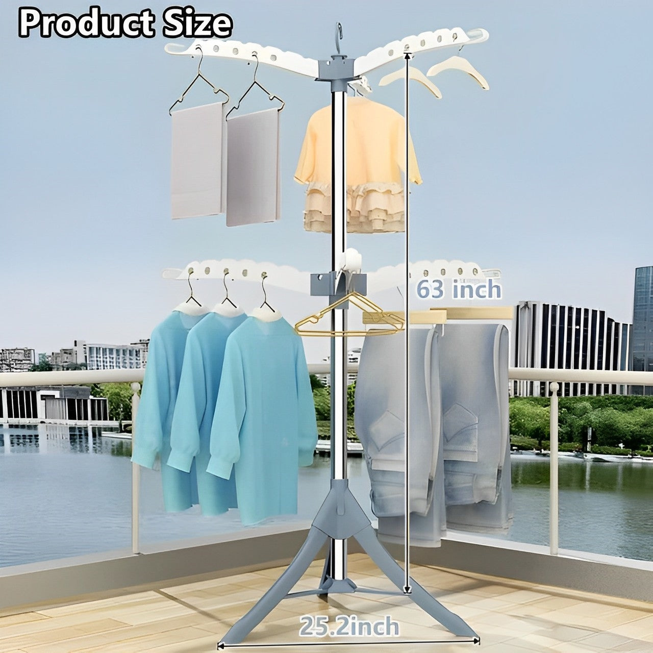 2-1 Portable Vertical 2-Tier Clothes Drying Rack