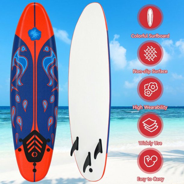 SUGIFT  Inflatable Stand Up Paddle Board with Carry Bag (6 Feet,Blue And Red)