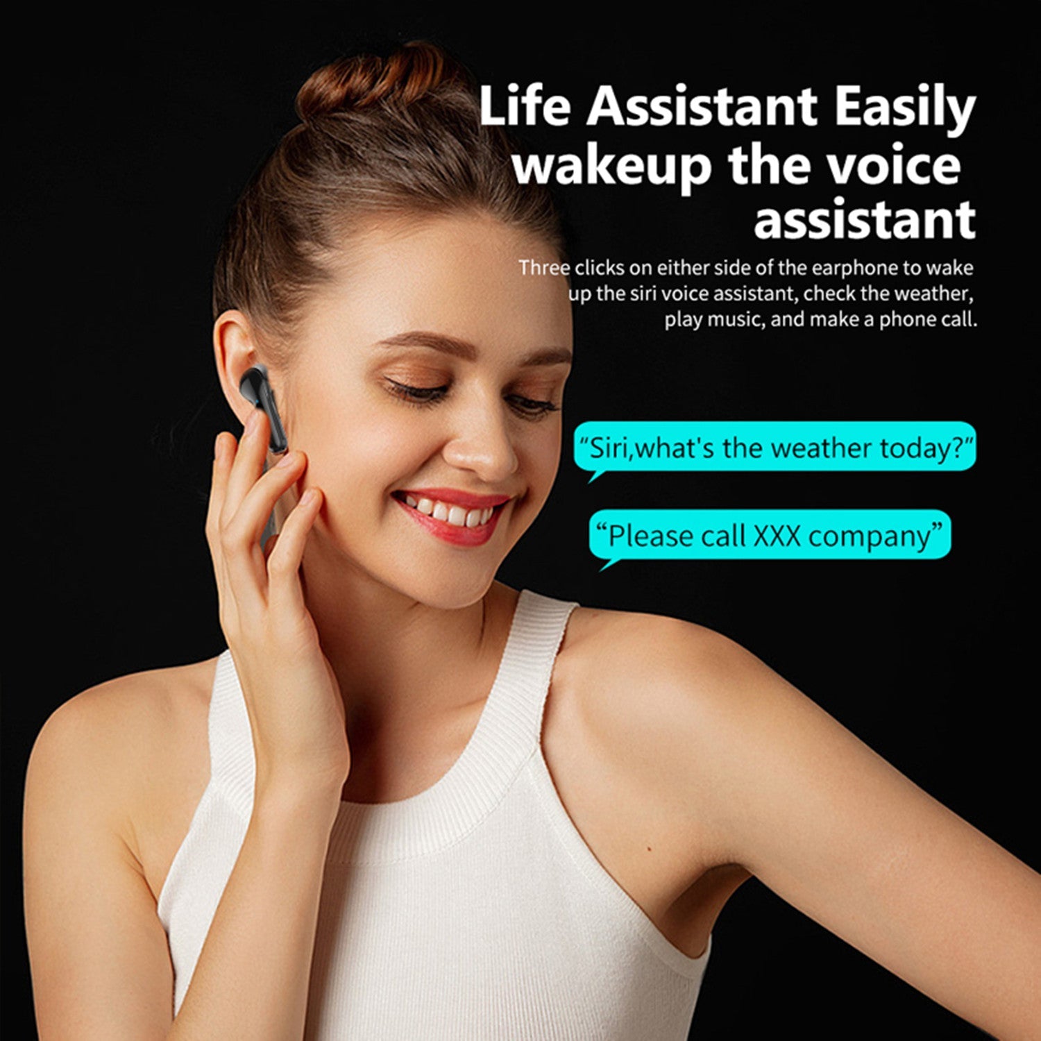 SUGIFT  Bluetooth Headphones, Wireless Earbuds 5.0 Auto Pairing HiFi Stereo Sound True Wireless Earbuds in Ear Bluetooth Earphones Binaural Call Headset with Built in Mic and Charging Case for Sports
