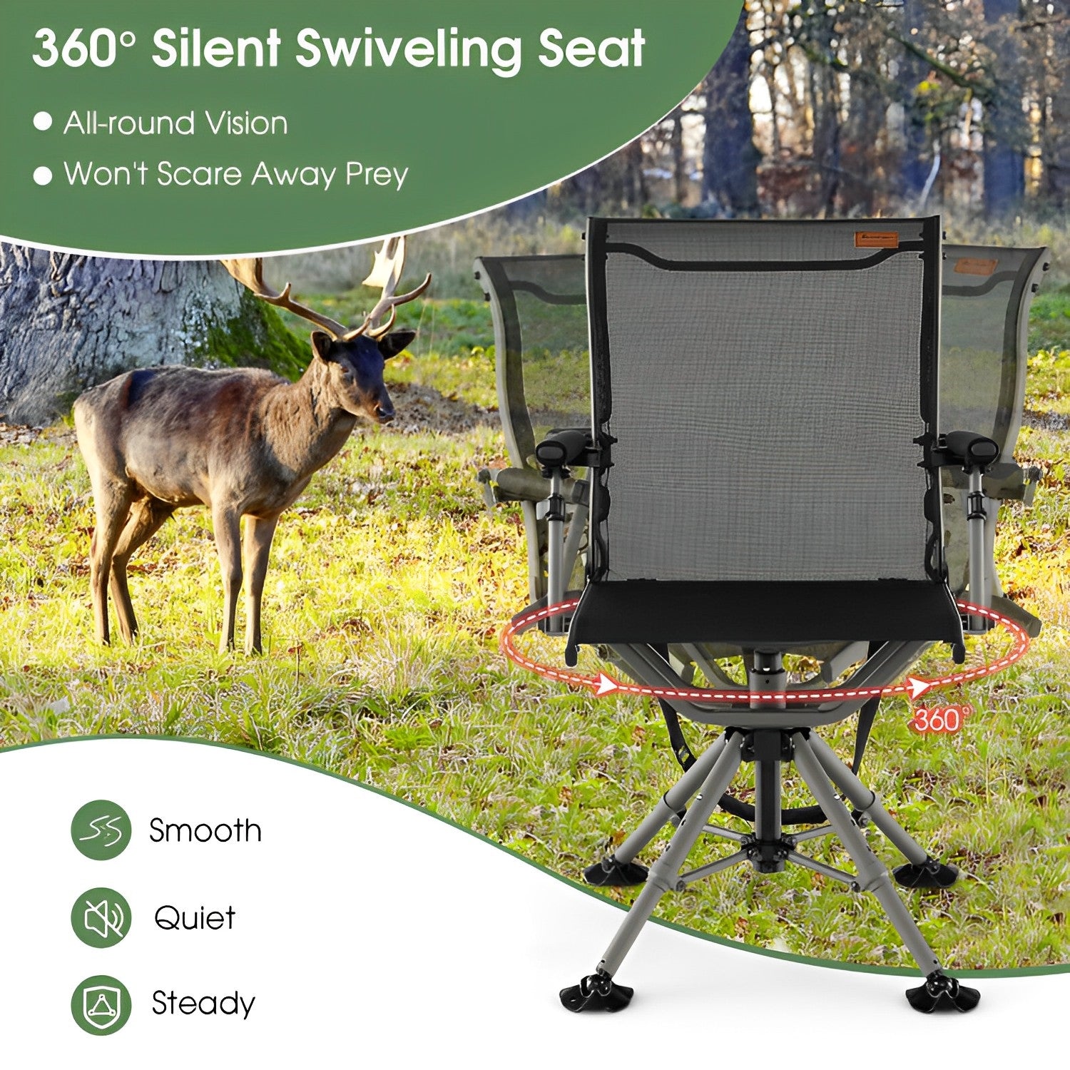 360 Degree Silent Swivel Hunting Chair
